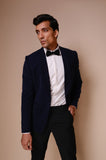 midnight blue shawl lapel tuxedo