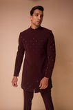 Burgandy embroidered bandhgala