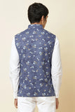 Blue Floral Print Bundi Jacket