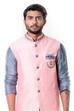 Grey Cowl Kurta with Pink Silk Waist Coat