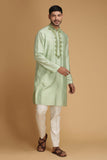 Green kurta with pant pyjama