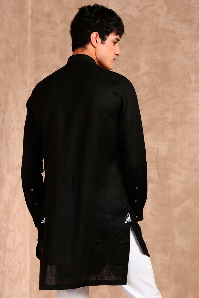 Kaal Linen Black Cowl Shirt