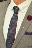 Free Fall Floral Theme Silk Tie, Navy