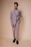 Grey peak shawl lapel suit with embroidered triangle motif on sleeves