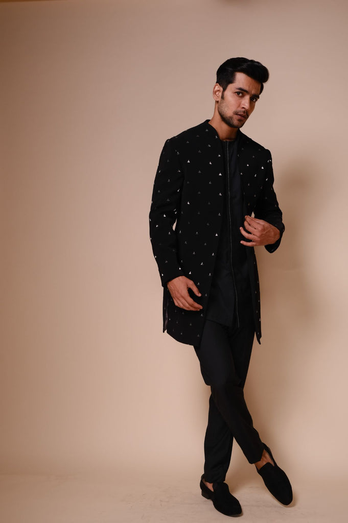 Sherwani Shoes Black Kurta With Shoes Festive, Party Wear, Wedding