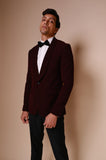 burgandy shawl lapel tuxedo