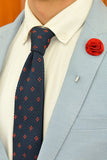 Pattern Knitted Neck Tie, Blue & Red
