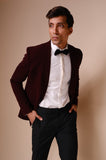 burgandy shawl lapel tuxedo