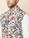 Floral Print Linen Bundi Jacket