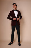 burgandy shawl lapel tuxedo