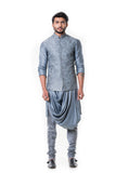 Grey Cowl Kurta with Full Embroidered Grey Waist Coat Set