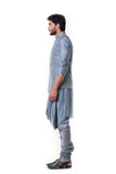 Grey Cowl Kurta with Full Embroidered Grey Waist Coat Set