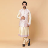 Mirror Kurta with Powder Pink Nehru Jacket and Off White Churidaar