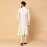 Mirror Kurta with Powder Pink Nehru Jacket and Off White Churidaar