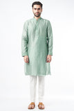 CERULEAN BLUE SILK EMBROIDERED KURTA SET