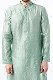 MINT GREEN SILK EMBROIDERED KURTA SET