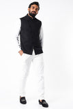 BLACK SELF TEXTURED KURTA