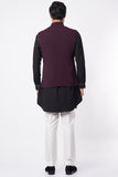 PLUM SELF TEXTURED NEHRU JACKET