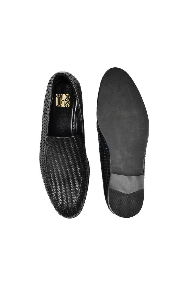 Bari Black Weave Leather Shoes