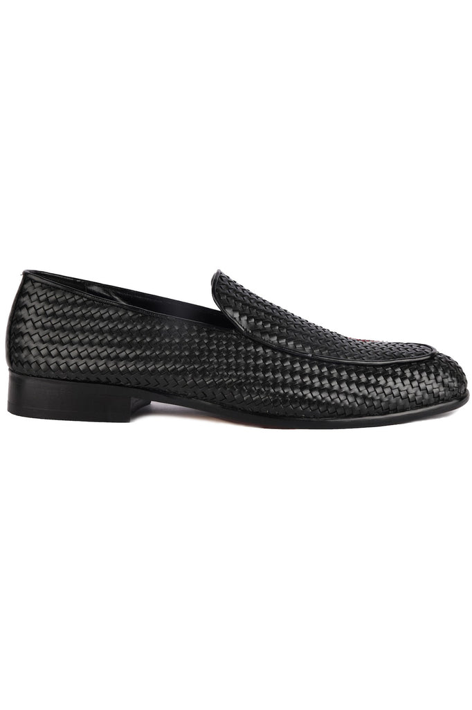 Bari Black Weave Leather Shoes