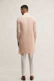 PRINED ASYMMETRICAL KURTA SET IN CREAM PINK