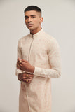 PRINED ASYMMETRICAL KURTA SET IN CREAM PINK