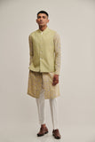 Cotton Silk Zigzag Jawahar Jacket in Pale Mint