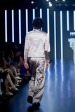 SATIN PLEATED FLARED TROUSER