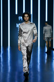 SATIN PLEATED FLARED TROUSER