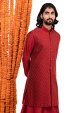 Maroon Pintuck long jacket with kurta set