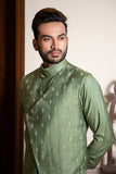 Hand Embroidered Silk Jacket with Cowl Neck Draped Kurta