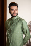 HAND EMBROIDERED SILK JACKET WITH COWL NECK DRAPED KURTA