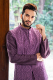 Purple French Knot Embroidered Jacket with Darker Kurta Pajama Set