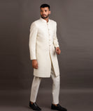 White Embroidered Achkan Jacket Set