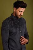 Black Embroidered Indowestern Jacket Set