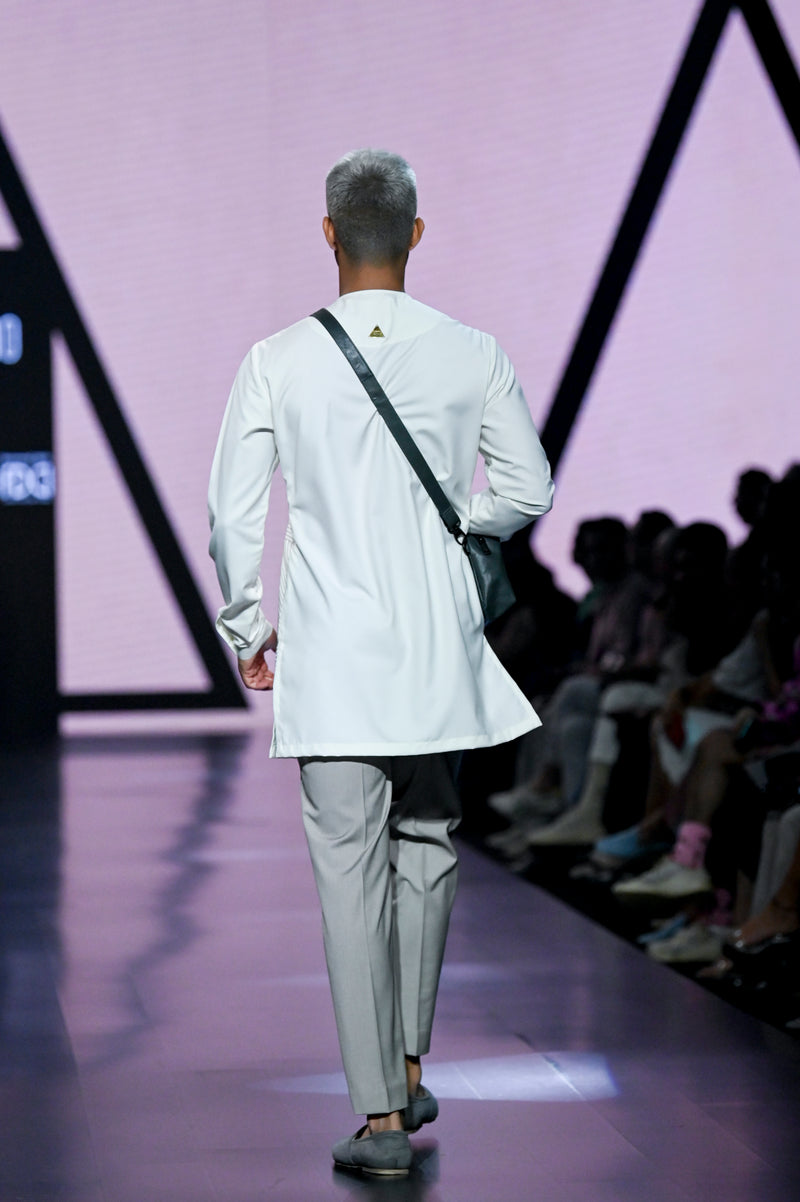 WHITE ASYMMETRICAL KURTA SET