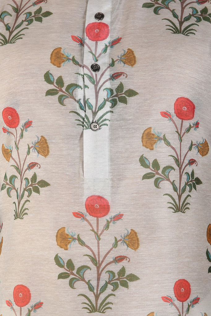 Floral Chaneri Cotton Silk Kurta