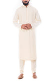 LIGHT BEIGE TEXTURED KURTA WITH CHURIDAR PANTS