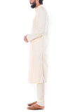 LIGHT BEIGE TEXTURED KURTA WITH CHURIDAR PANTS