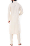 LIGHT BEIGE TEXTURED KURTA WITH CHURIDAR PANTS