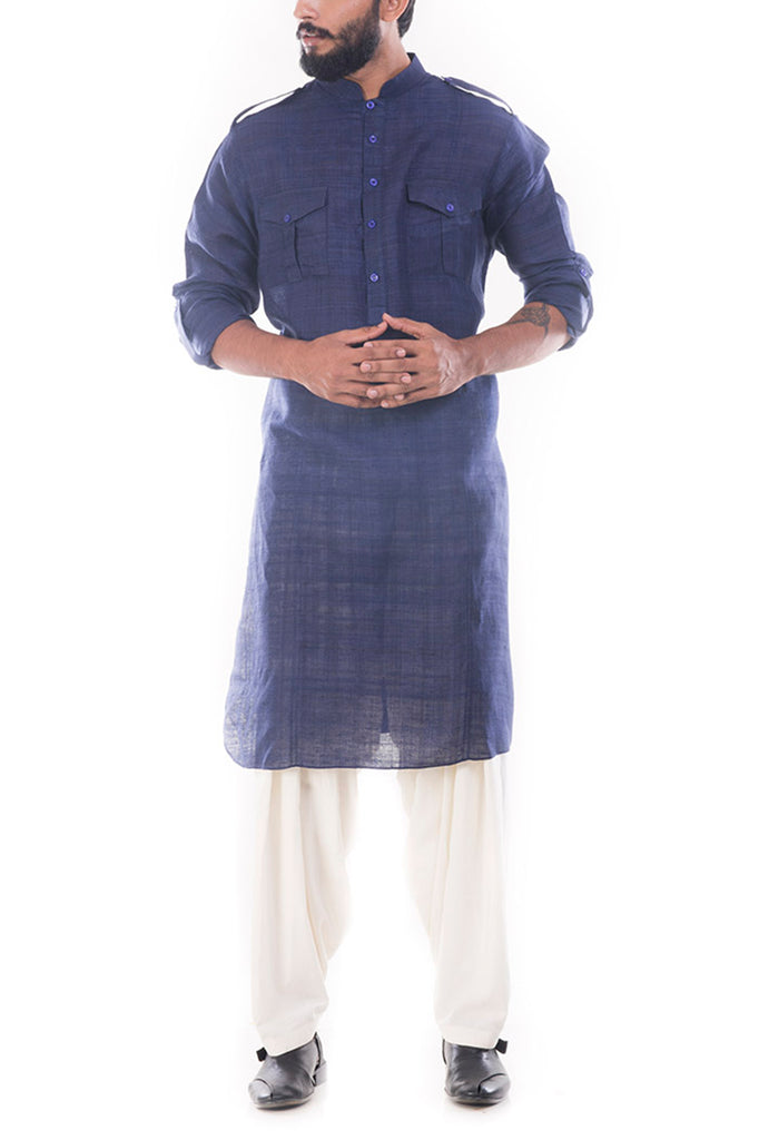 Black Pathani Style Premium Cotton Kurta for Men Online Color Black  SizeKurta 38