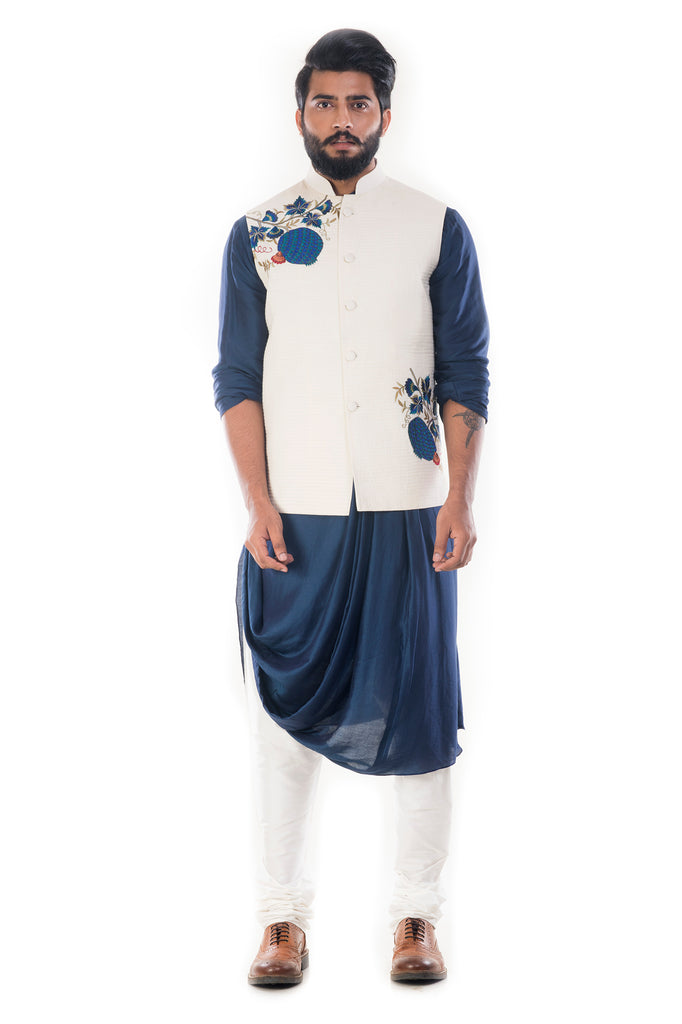 Cream Readymade Nehru Jacket Set For Men – Ethnic Star