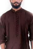 CEDAR BROWN COWL DRAPPED KURTA WITH CHURIDAR PANTS