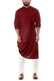 ROSEWOOD COWL DRAPPED KURTA WITH CHURIDAR PANTS
