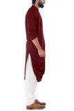 ROSEWOOD COWL DRAPPED KURTA WITH CHURIDAR PANTS