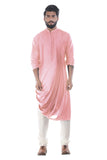 CARNATION PINK COWL DRAPE KURTA WITH CHURIDAR PANTS