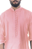 CARNATION PINK COWL DRAPE KURTA WITH CHURIDAR PANTS
