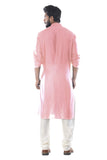 CARNATION PINK COWL DRAPE KURTA WITH CHURIDAR PANTS