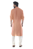CERAMIC PEACH COWL DRAPE KURTA WITH CHURIDAR PANTS