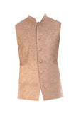 Light Beige Kurta With Golden Peach Rawsilk Nehru Jacket